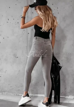 Spodnie Jeansowe Skinny Z Przetarciami I Will Be There Jasnoszare
