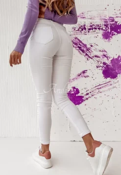 Spodnie Jeansowe Skinny Z Przetarciami Molise Biale