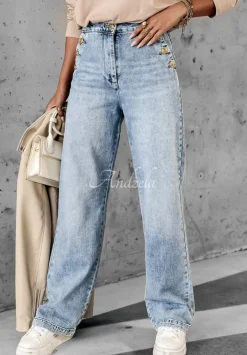 Spodnie Jeansowe Straight Afford It Jasnoniebieskie