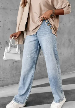 Spodnie Jeansowe Straight Afford It Jasnoniebieskie