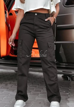 Spodnie Jeansowe Straight Cargo Z Kieszeniami Keaton Czarne