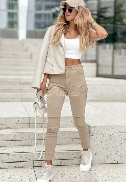 Spodnie Jeansowe Z Kieszeniami On My Way Camelowe