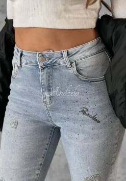 Spodnie Jeansowe Z Krysztalkami Born To Shine Jasnoniebieskie
