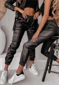 Spodnie Joggery Z Imitacji Skory Sevigne Czarne