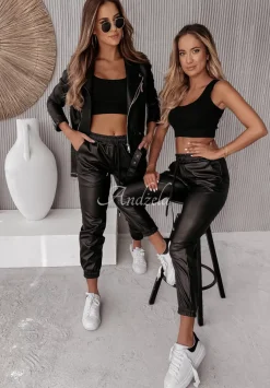 Spodnie Joggery Z Imitacji Skory Sevigne Czarne