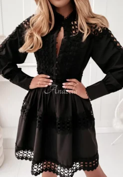 Sukienka Boho Mini Z Koronka Viva Czarna