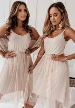 Sukienka Midi Z Tiulem Avana Nude