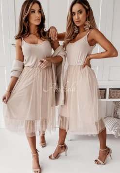 Sukienka Midi Z Tiulem Avana Nude