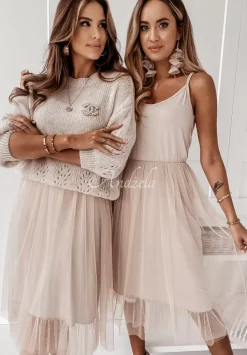 Sukienka Midi Z Tiulem Avana Nude