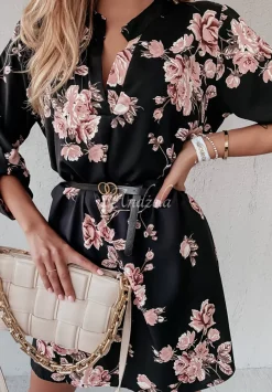 Sukienka Mini W Kwiaty Sybille Czarna