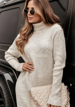 Sukienka Sweter Z Golfem Autumn Bliss Bezowa