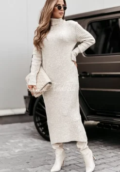 Sukienka Sweter Z Golfem Autumn Bliss Bezowa