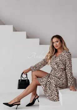Sukienka W Groszki Dress Up Gals Bezowa