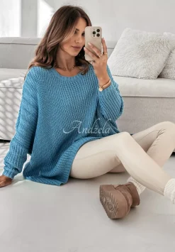 Sweter Oversize Love Life Blekitny