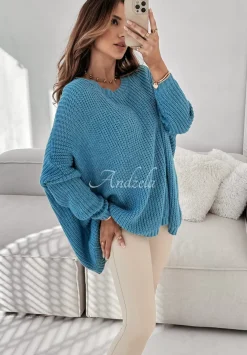 Sweter Oversize Love Life Blekitny