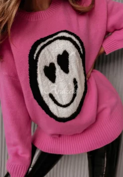 Sweter Oversize Smile Rozowy