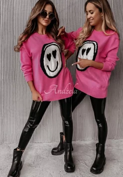 Sweter Oversize Smile Rozowy