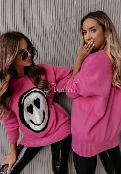 Sweter Oversize Smile Rozowy