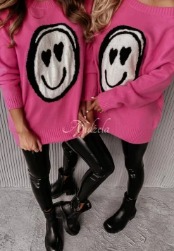 Sweter Oversize Smile Rozowy