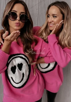 Sweter Oversize Smile Rozowy