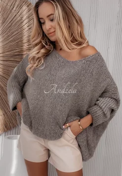 Sweter Oversize Z Dekoltem Pittsburg Szary