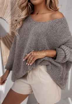 Sweter Oversize Z Dekoltem Pittsburg Szary