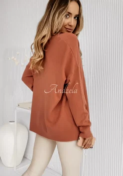 Sweter Oversize Z Dekoltem Norris Koralowy