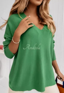 Sweter Oversize Z Dekoltem Norris Zielony