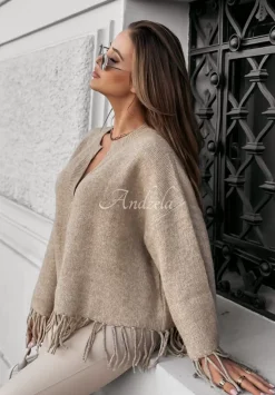 Sweter Oversize Z Fredzlami Hazel Tree Bezowy
