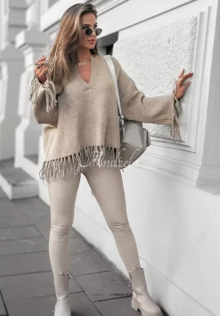 Sweter Oversize Z Fredzlami Hazel Tree Bezowy