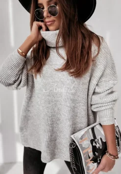 Sweter Oversize Z Golfem Fuller Szary