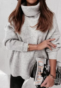 Sweter Oversize Z Golfem Fuller Szary