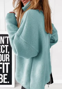 Sweter Oversize Z Golfem Fuller Jasnoniebieski