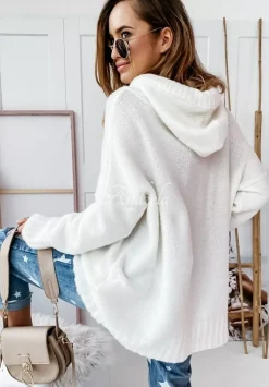 Sweter Oversize Z Kapturem Carra Ecru