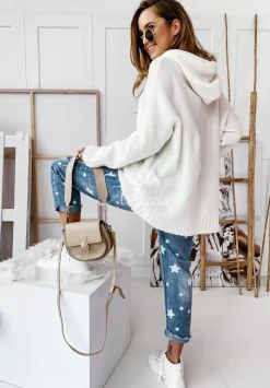 Sweter Oversize Z Kapturem Carra Ecru