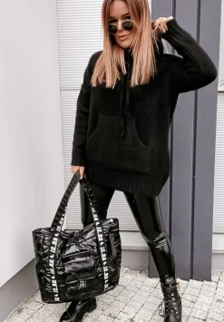 Sweter Oversize Z Kapturem Carra Czarny