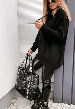 Sweter Oversize Z Kapturem Carra Czarny