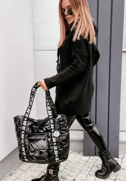 Sweter Oversize Z Kapturem Carra Czarny