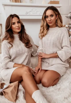 Sweter Tunika Z Polgolfem Anderson Bezowy