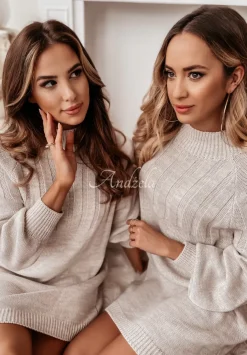 Sweter Tunika Z Polgolfem Anderson Bezowy
