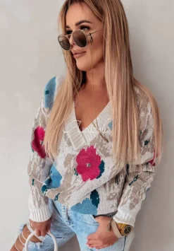 Sweter W Kwiaty Garden Of Wonders Jasnobezowy