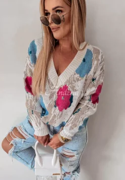 Sweter W Kwiaty Garden Of Wonders Jasnobezowy