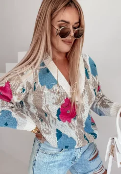 Sweter W Kwiaty Garden Of Wonders Jasnobezowy