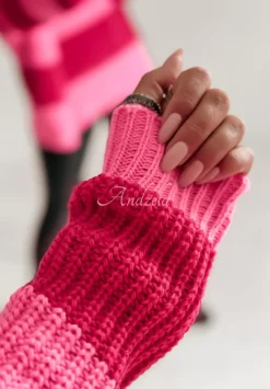 Sweter W Paski Soft Stripes Rozowy