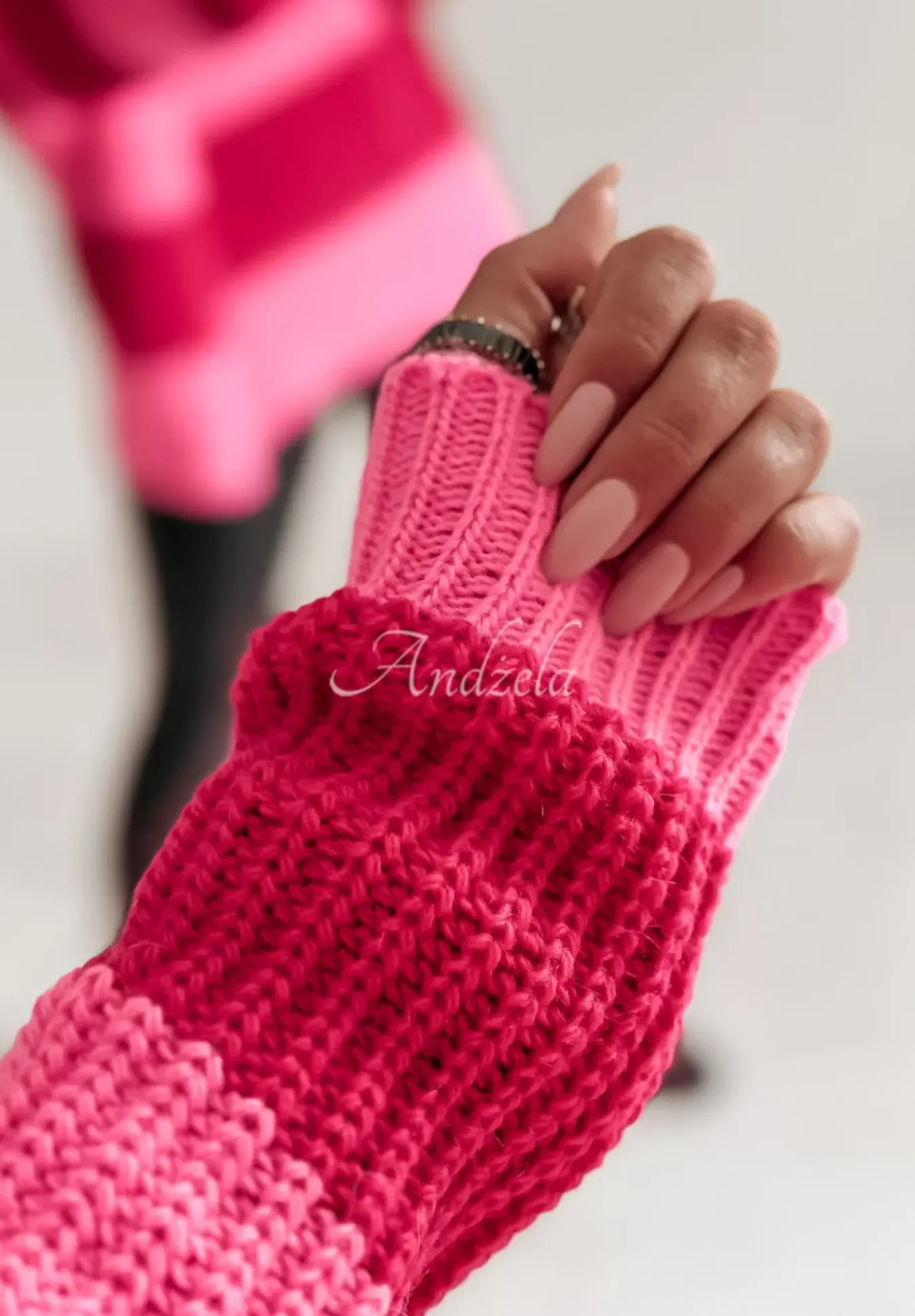 Sweter W Paski Soft Stripes Rozowy