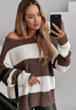 Sweter W Paski Soft Stripes Mokka