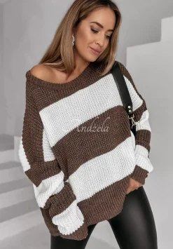Sweter W Paski Soft Stripes Mokka