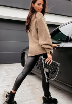 Sweter Z Bufiastymi Rekawami Matilde Brazowy