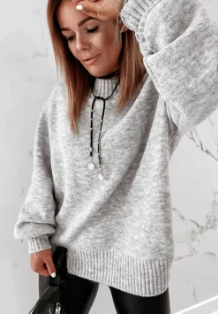 Sweter Z Bufiastymi Rekawami Matilde Szary