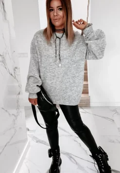Sweter Z Bufiastymi Rekawami Matilde Szary